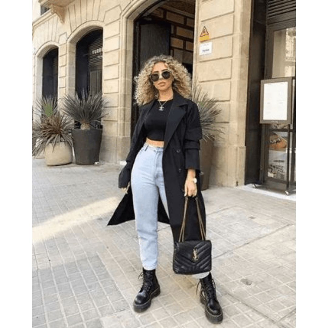 Oversized Trench Coat and Chunky Platforms for Urban Chic Oversized Trench Coat and Chunky Platforms for Urban Chic — Combat Boots Outfits