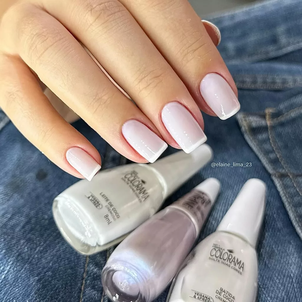 Milky Pink French Tips — Winter Square Nails