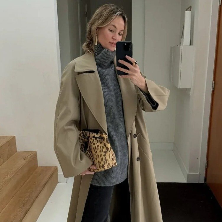 Smart Casual Polish: Grey Longline Car Coat with Slim Jeans — Car Coat Outfits