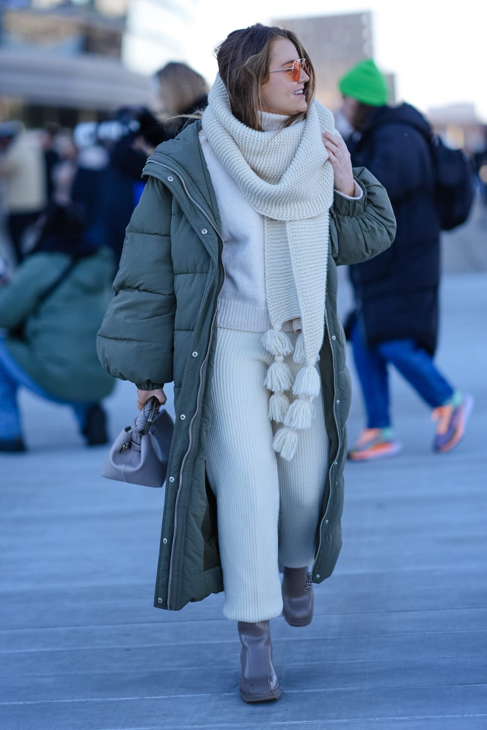 Cozy Olive Green Puffer Coat with Knit Set — Cold Weather Outfits