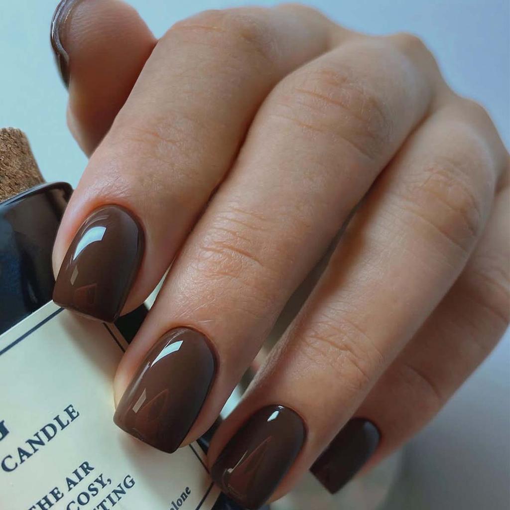 Deep Rich Brown Short Oval Nails Deep Rich Brown Short Oval Nails — Winter Nail Colors for Women Over 40