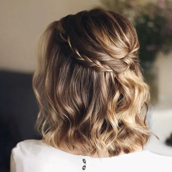 Wavy Bob Half Up With Braided Crown — Cute Winter Hairstyles