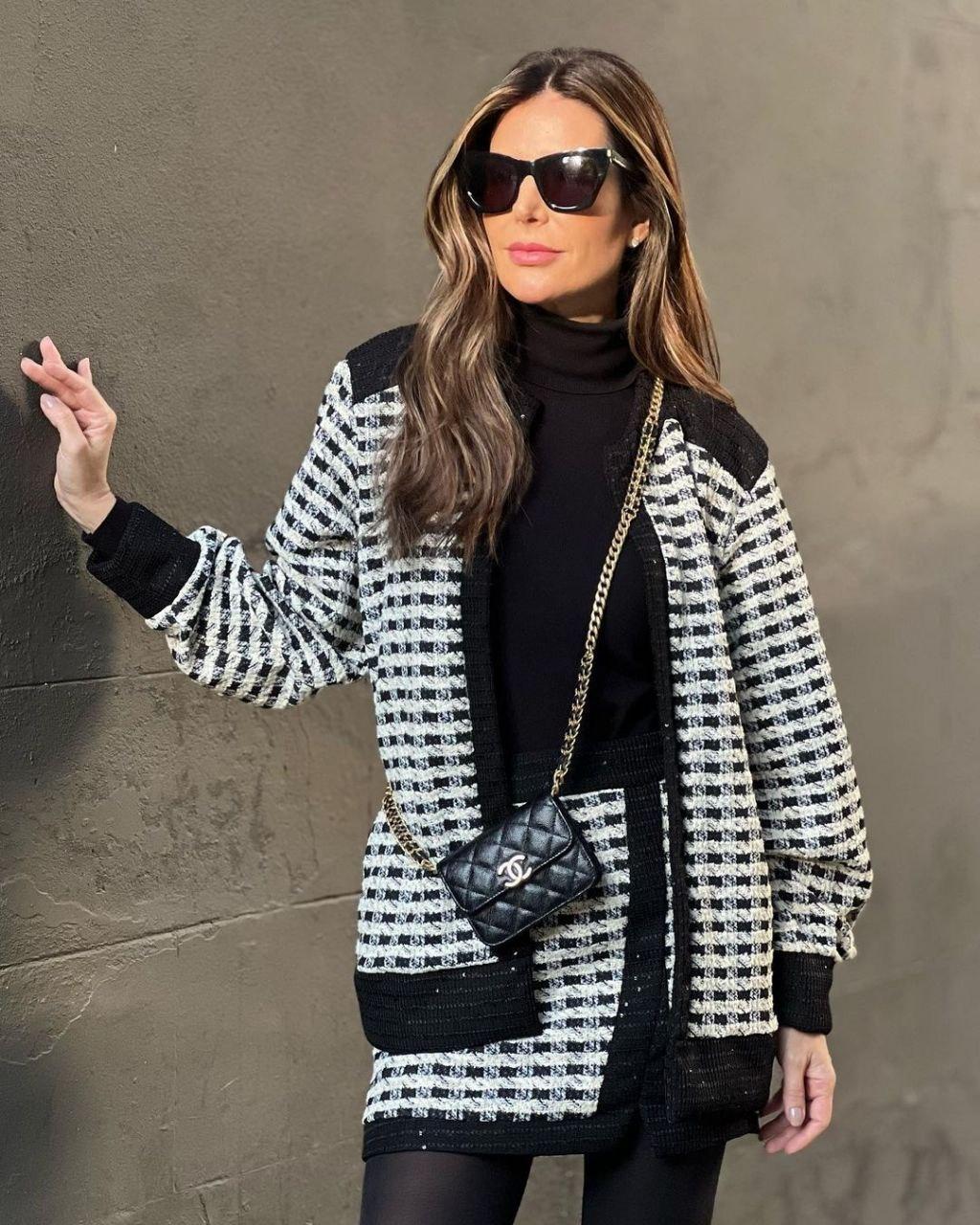 Black and White Tweed Set for Smart Casual — Classy Winter Outfits