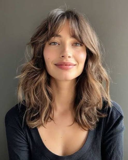 The Medium Brown Shag — Winter Hairstyles for Round Faces
