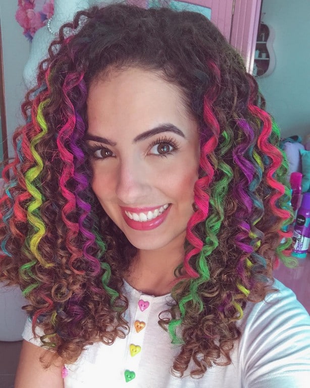 Brown Base With Rainbow Highlights Visual Idea Brown Base With Rainbow Highlights Visual Idea — Winter Hair Colors for Curly Hair