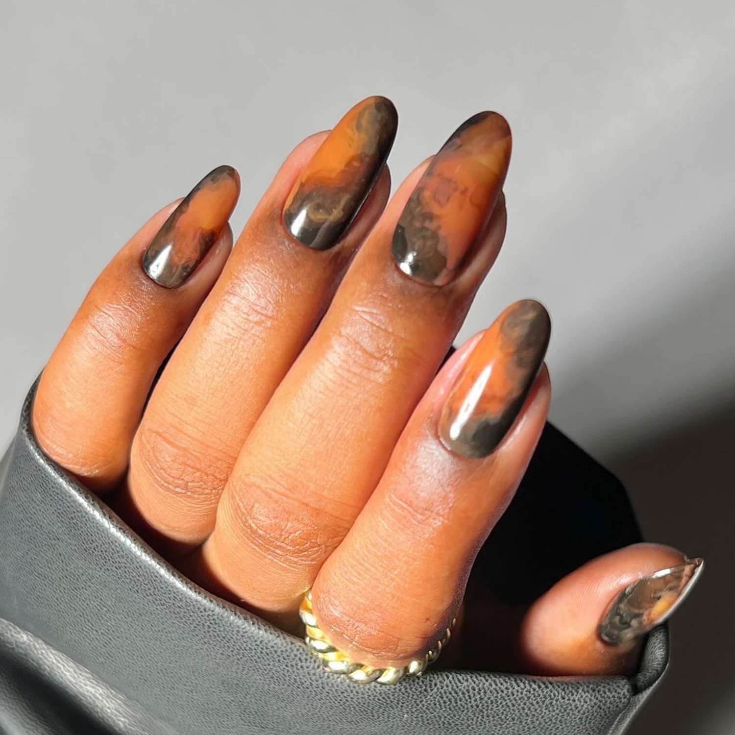 Orange Dark Brown Abstract Marble Orange Dark Brown Abstract Marble — Winter Marble Nails