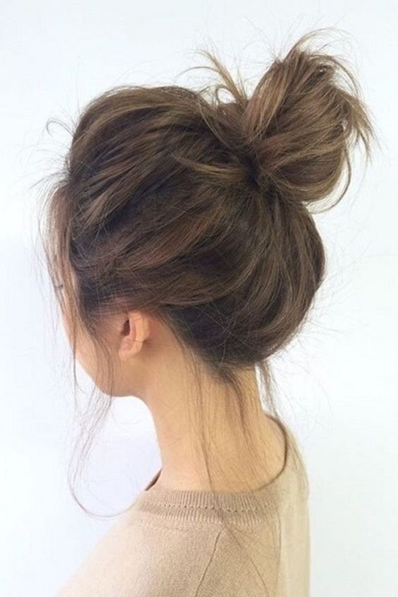 Mid-Back The Effortless High Messy Bun — Winter Bun Hairstyles