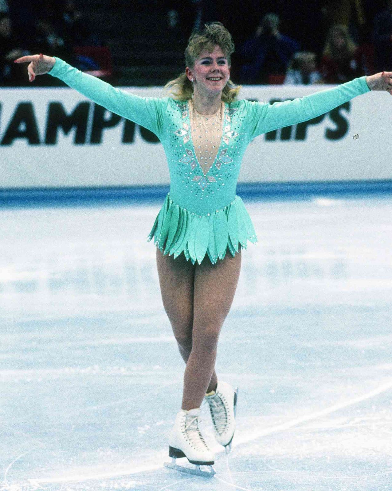 Teal Leotard with Sheer Embellished Neckline and Layered Skirt Teal Leotard with Sheer Embellished Neckline and Layered Skirt — Ice Skating Outfits