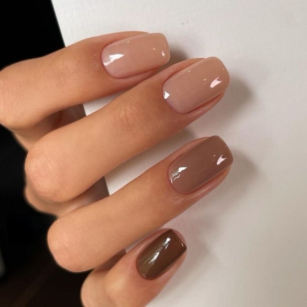 Neutral Tone Gradient Short Square Nails Neutral Tone Gradient Short Square Nails — Winter Nail Colors