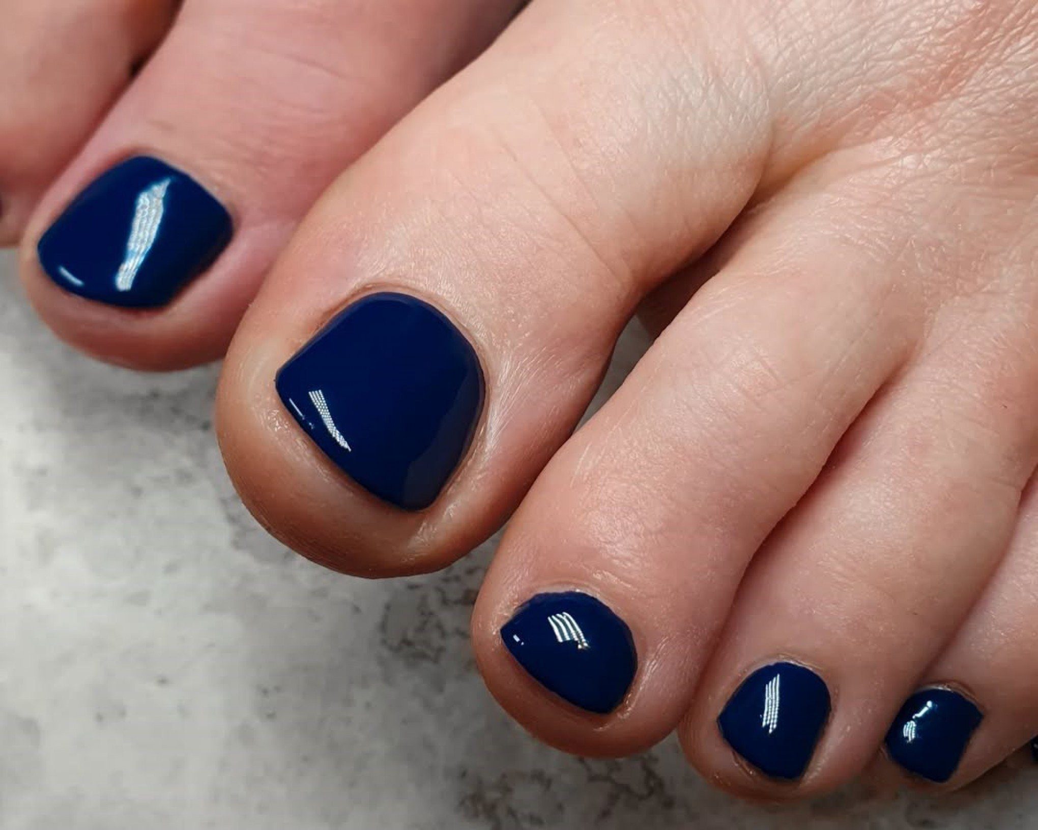 Deep Navy Blue Glossy — Winter Pedicure Colors