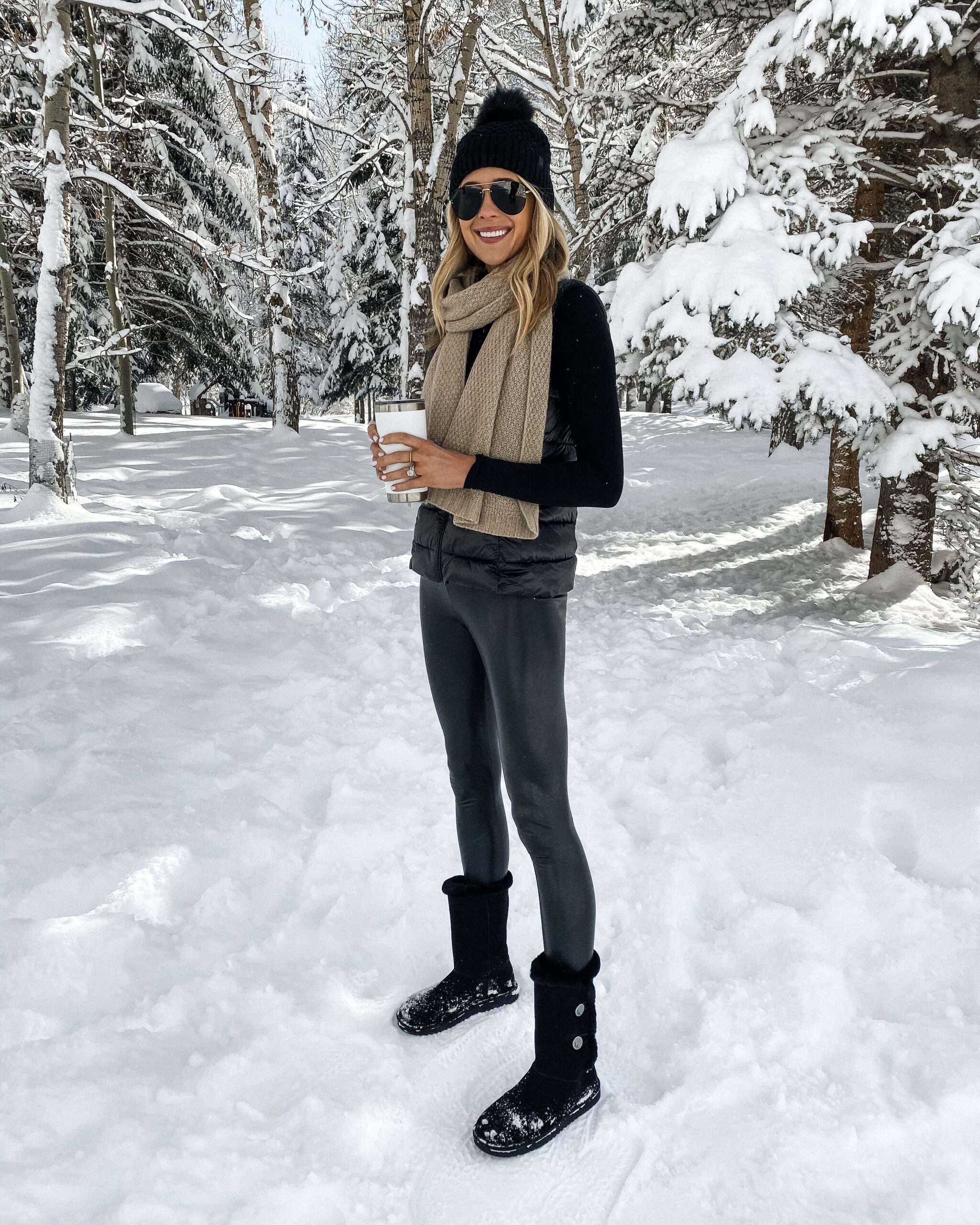 All-Black Puffer Ensemble for a Sleek Snow Day — Snow Day Outfits