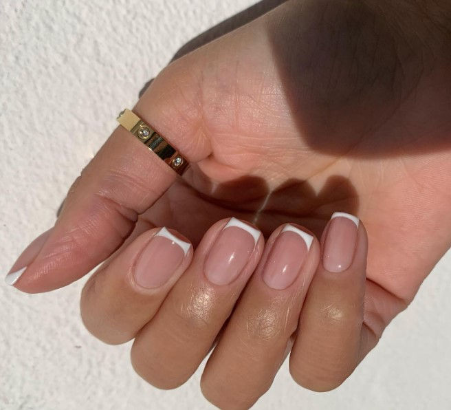 French Tips Visual Idea French Tips Visual Idea — Short Winter Square Nails