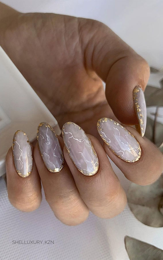 Pale Grey Gold Outline Marble Pale Grey Gold Outline Marble — Winter Marble Nails