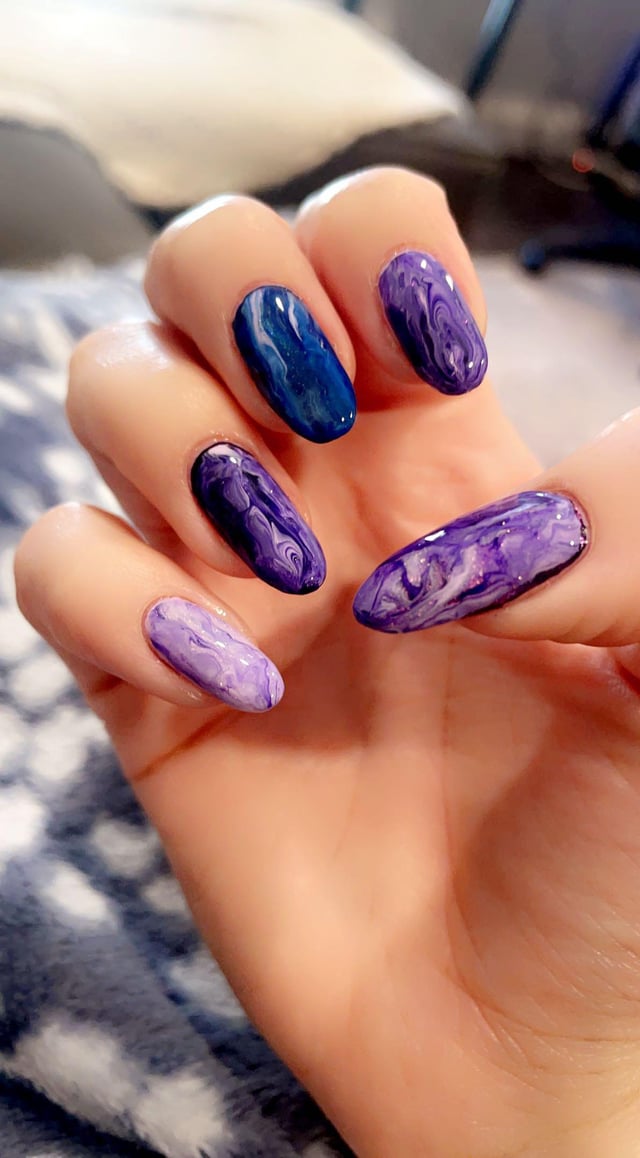 Blue Purple White Marble Blue Purple White Marble — Winter Marble Nails