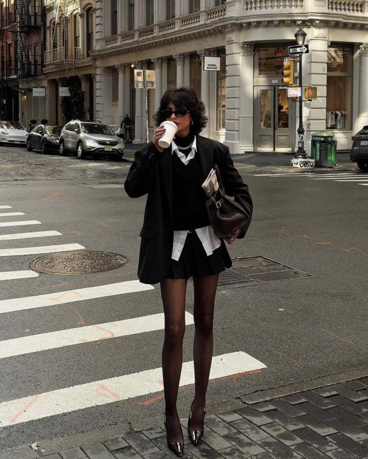 Black Slouchy Boots Outfit Idea — All Black Winter Outfits