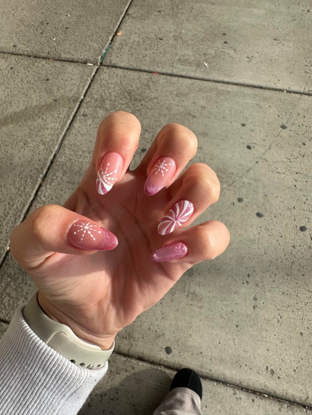 Winter Wonderland Pink Nails — Winter Pink Nails