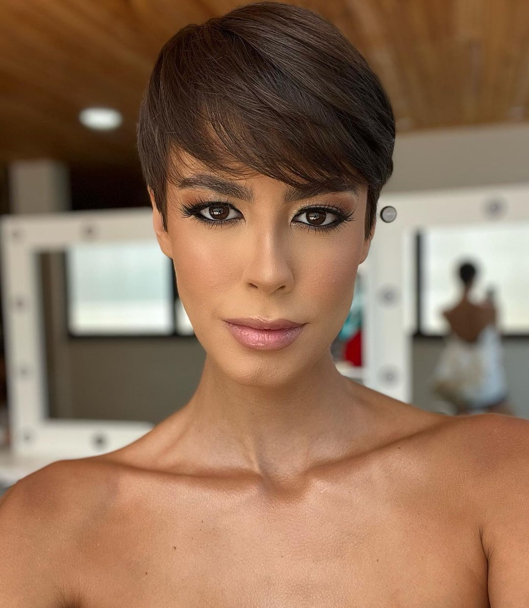 Sleek Medium Brown Pixie With Deep Part — Winter Pixie Haircuts