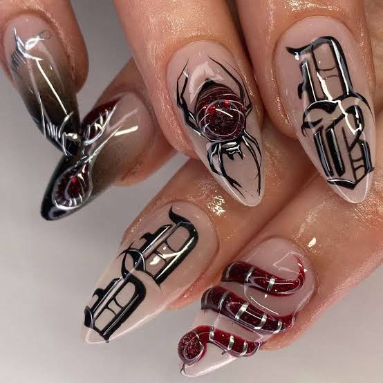 Elegant Long Oval 3D Wavy Lines Pearls, Close-Up Take — 3D Nails Art Ideas
