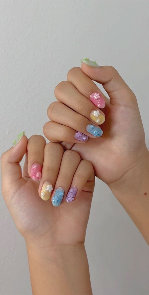 Medium Almond Ocean 3D Seashells Pearls — 3D Nails Art Ideas