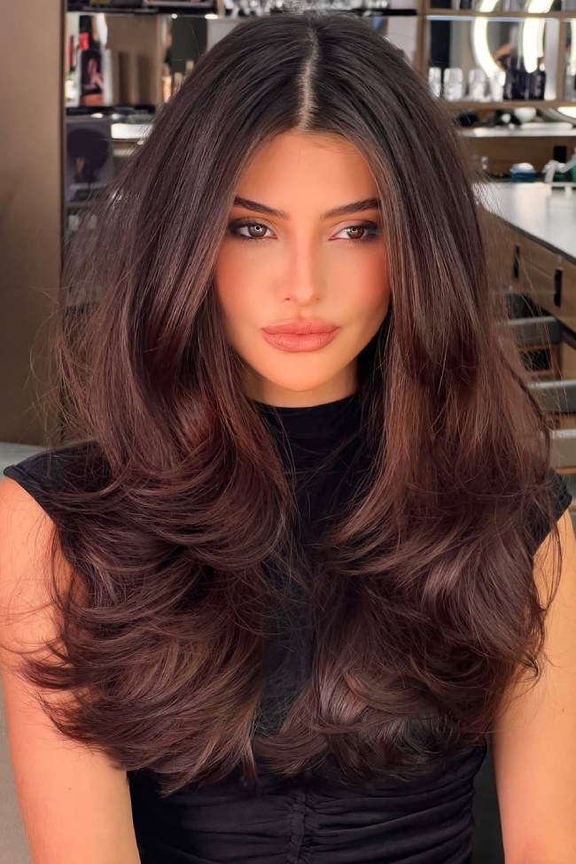 Velvety Espresso Layered Volume — Espresso Brown Hair