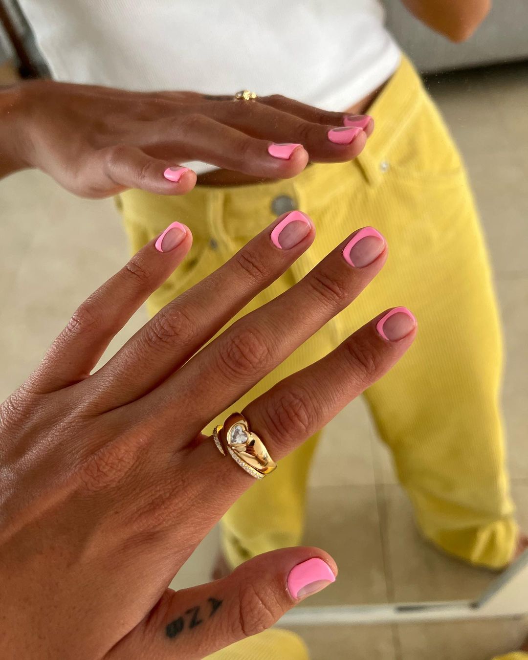 Bright Pink Tip French Manicure — Winter to Spring Transition Nails