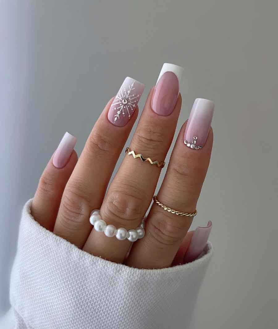 Glossy Visual Idea — Winter Square Nails