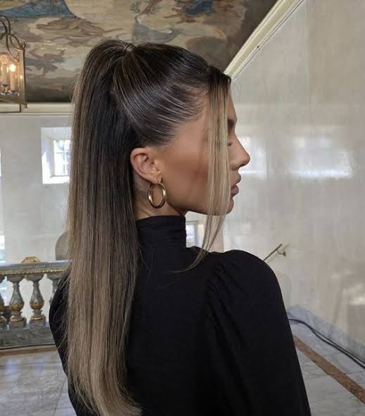 High Ponytail With Face-Framing Pieces High Ponytail With Face-Framing Pieces — Long Winter Haircuts