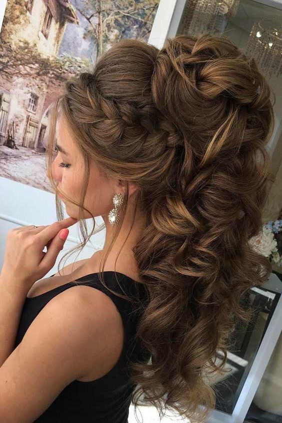 Braided Updo With Loose Curls — Winter Party Hairstyles
