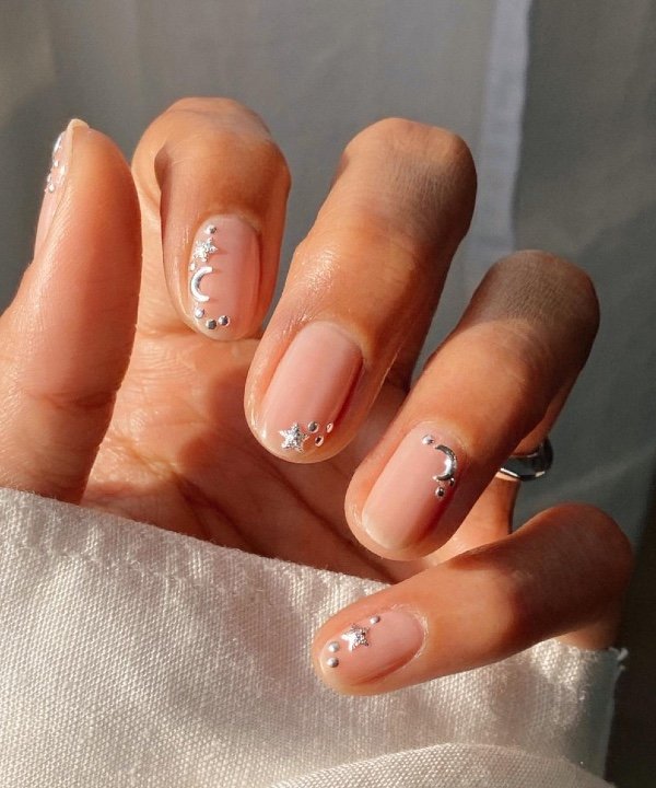 Celestial Visual Idea — Winter Round Nails