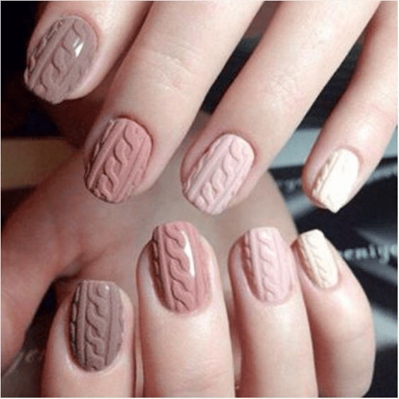 Short Matte Cable Knit Nails — Winter Matte Nails