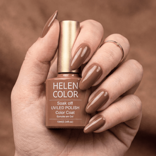 Creamy Opaque Medium Brown Coffin Nails — Mocha Nails