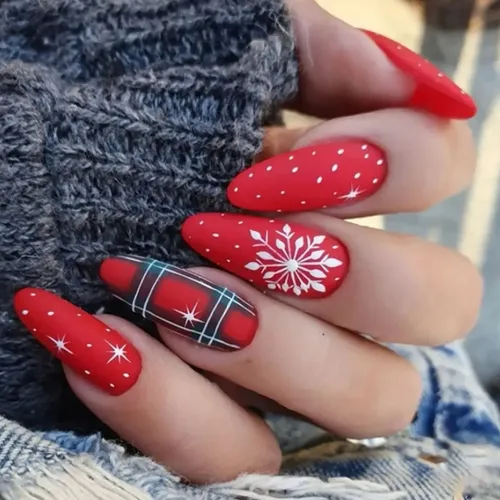 Matte Visual Idea — Snowflake Nails