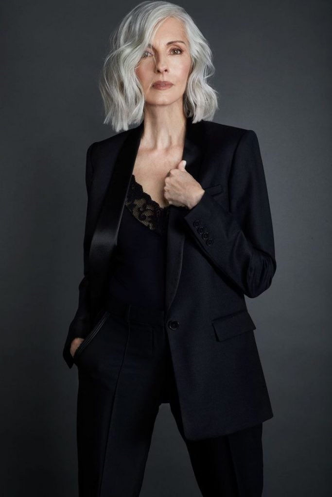 Sleek Silver Grey Chin Bob Sleek Silver Grey Chin Bob — Winter Hair Colors for Women Over 60