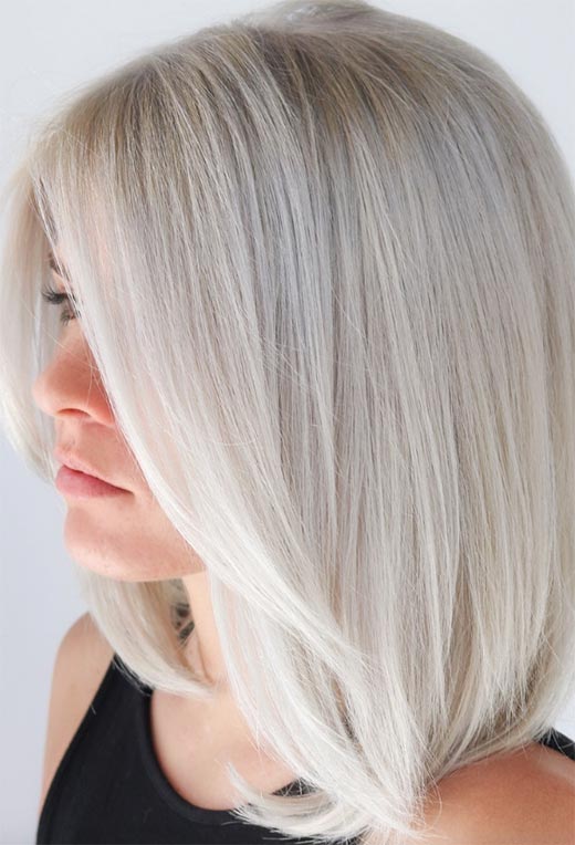 Cool Ash Blonde Blunt Bob Cool Ash Blonde Blunt Bob — Winter Hair Colors for Blondes