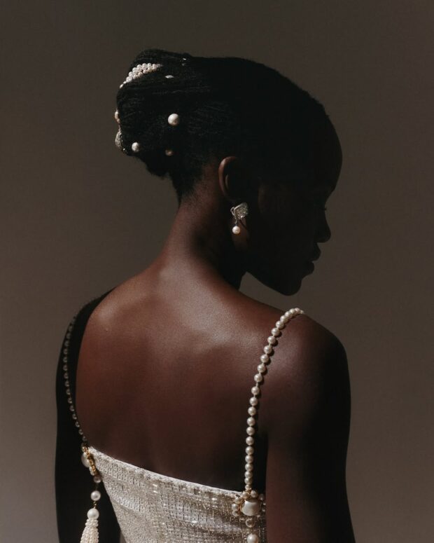 Coily Black Bun with Pearl Adornments — Winter Bun Hairstyles