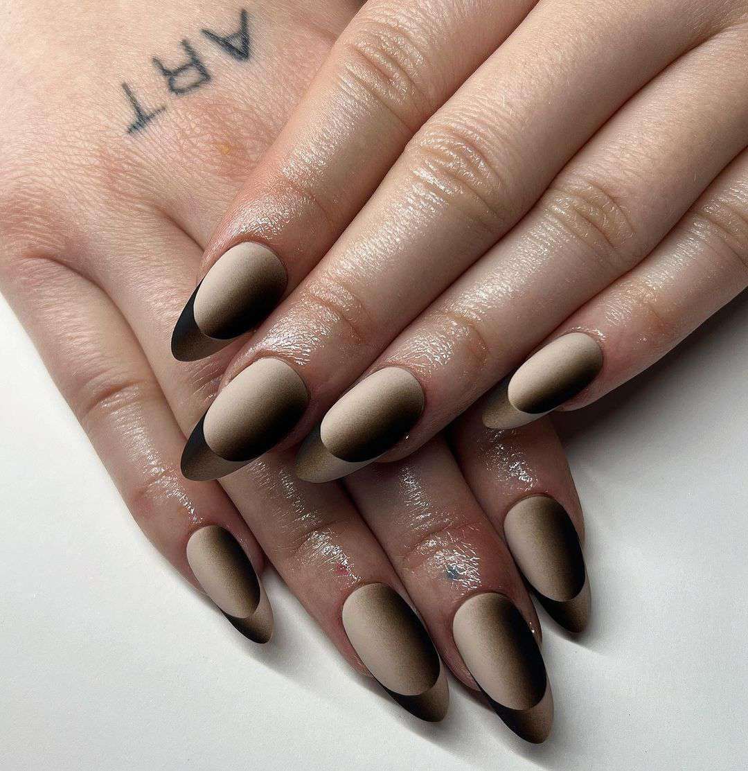 Matte Ombre Gradient Nude To Brown — Velvet Nails