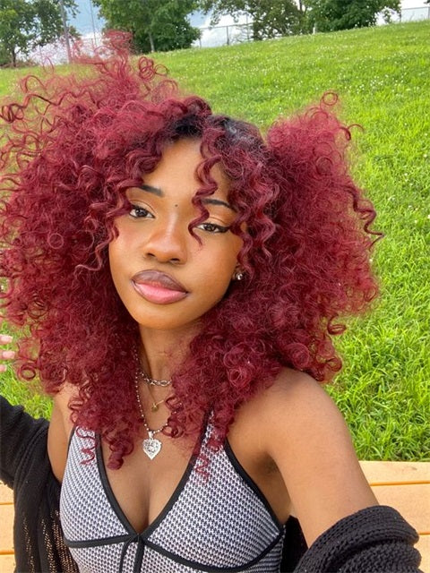 Long Layers Visual Idea — Burgundy Hair Color