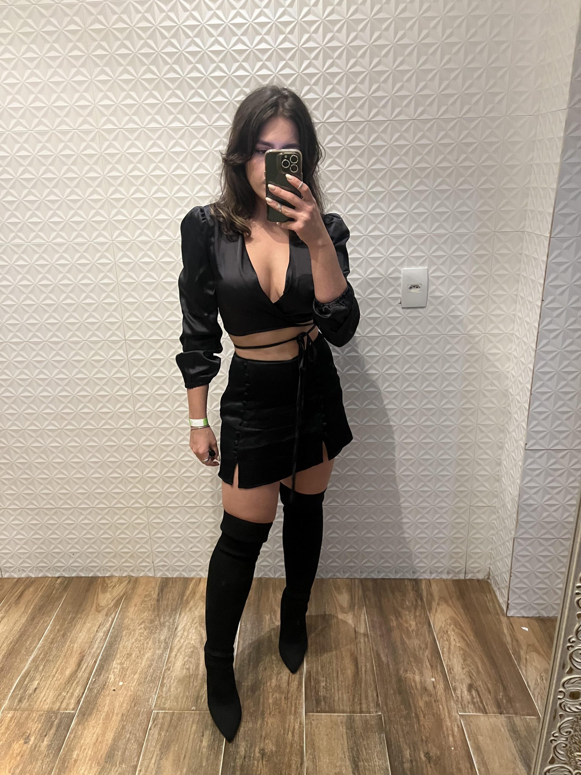 Satin Wrap Top and Mini Skirt Night Out Look — Baddie Winter Outfits