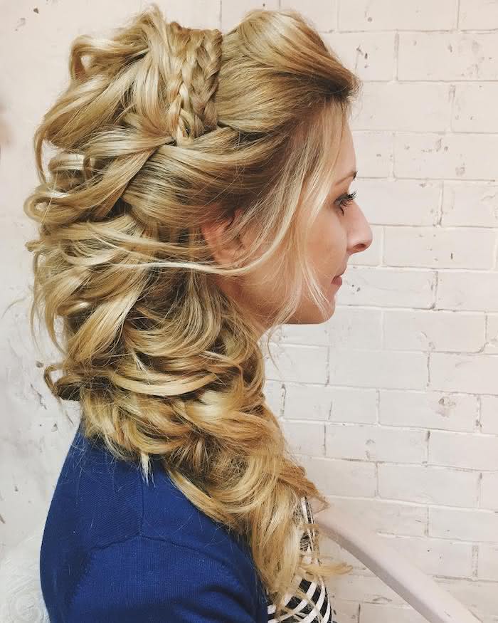 Golden Blonde Updo With Braided Accents — Winter Wedding Hairstyles
