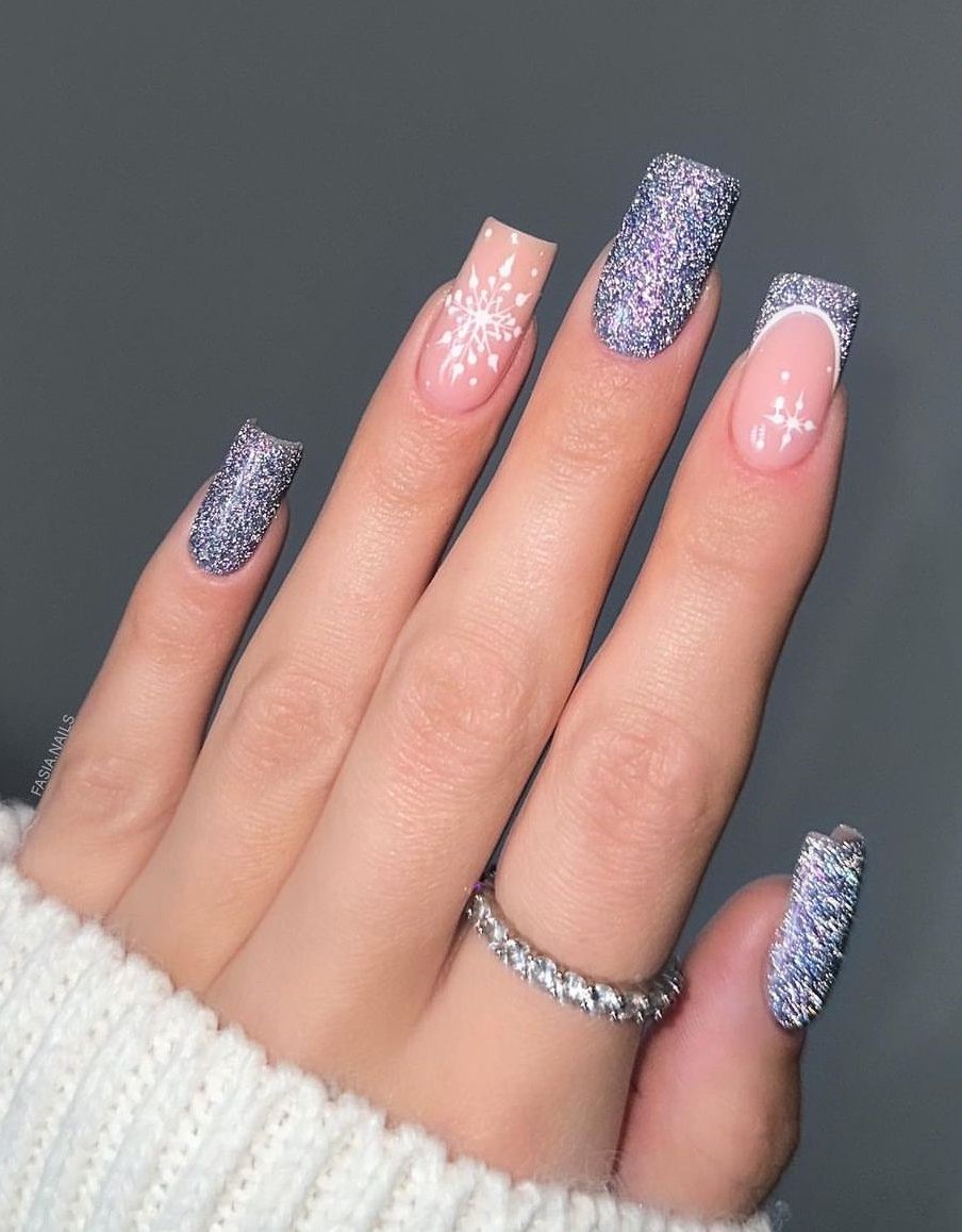 Deep Red Gold Cuticle Line Short Squares — Winter Squoval Nails
