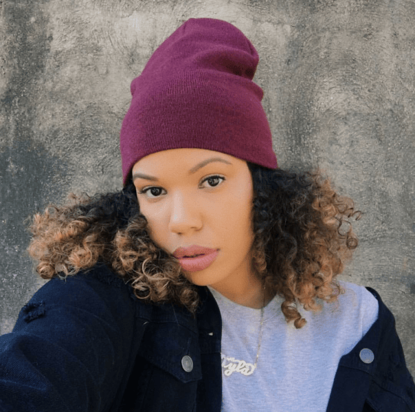 Defined Curls With Burgundy Beanie — Winter Hat Hairstyles