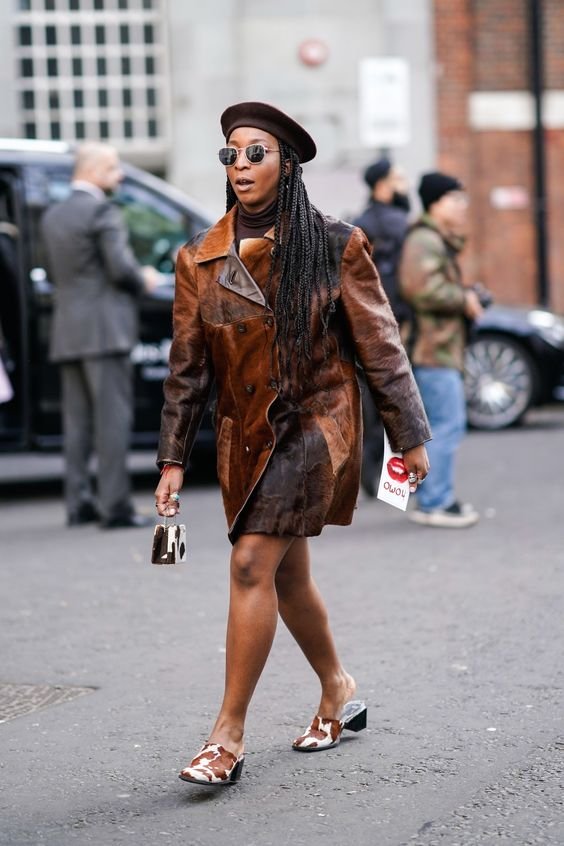 Leather Coat Dress for a Sleek Street Style — Winter Outfits for Black Girls