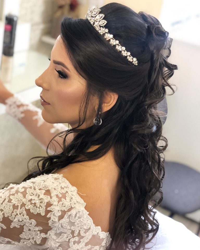 Romantic Bridal Half-Up With Soft Curls — Winter Hairstyles for Long Hair