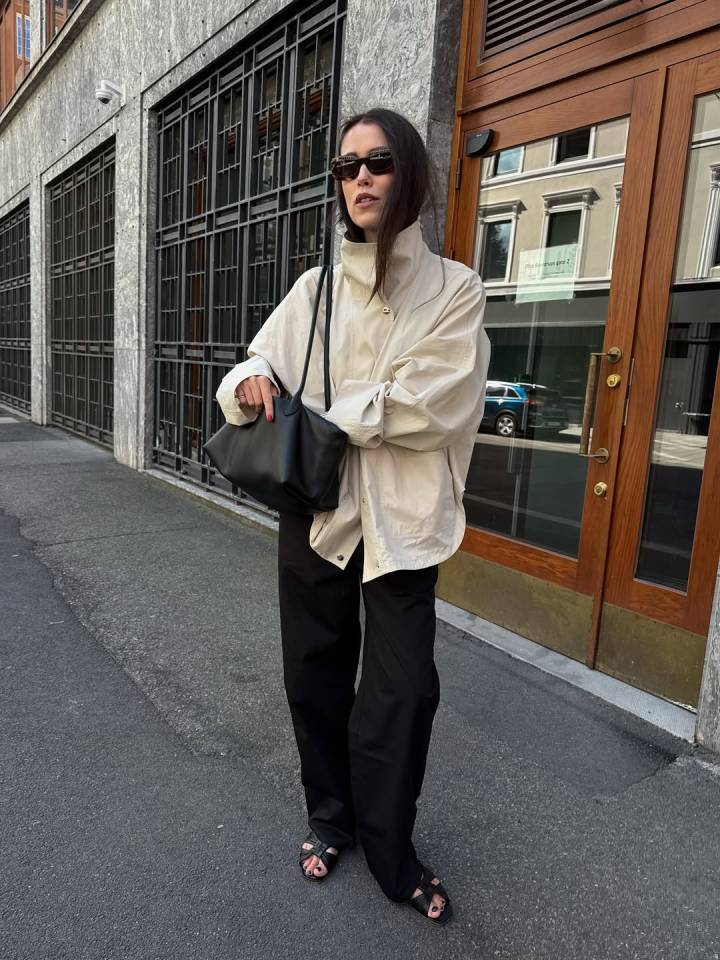 Bold Stripes: Long Coat Over Sweater and Trousers — Winter College Outfits