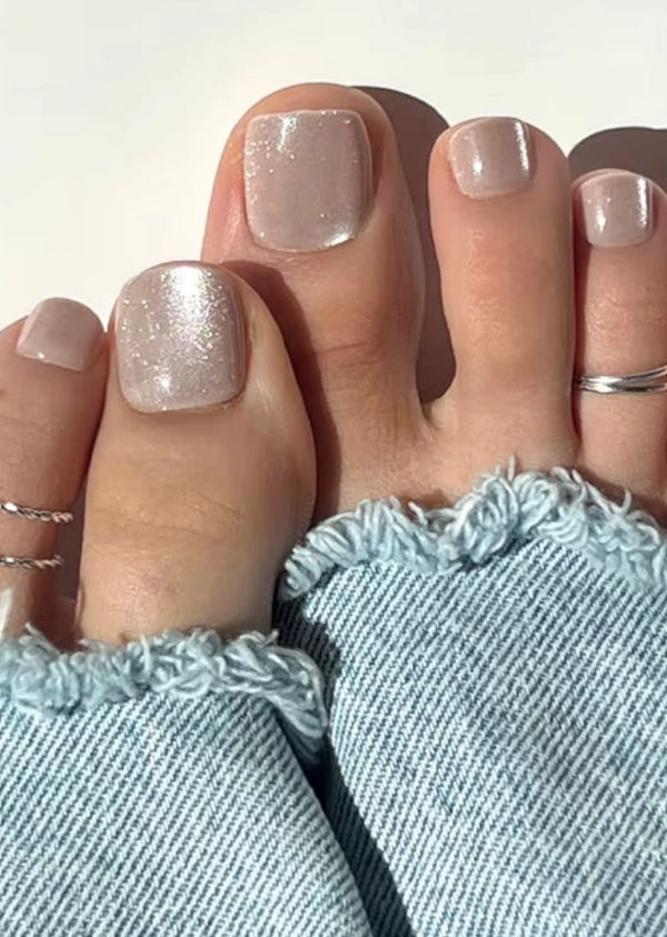 Neutral Taupe with Shimmer Accent — Winter Pedicure Colors