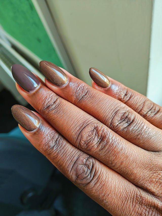 Matte Deep Brown Almond Nails — Winter Acrylic Nail Colors