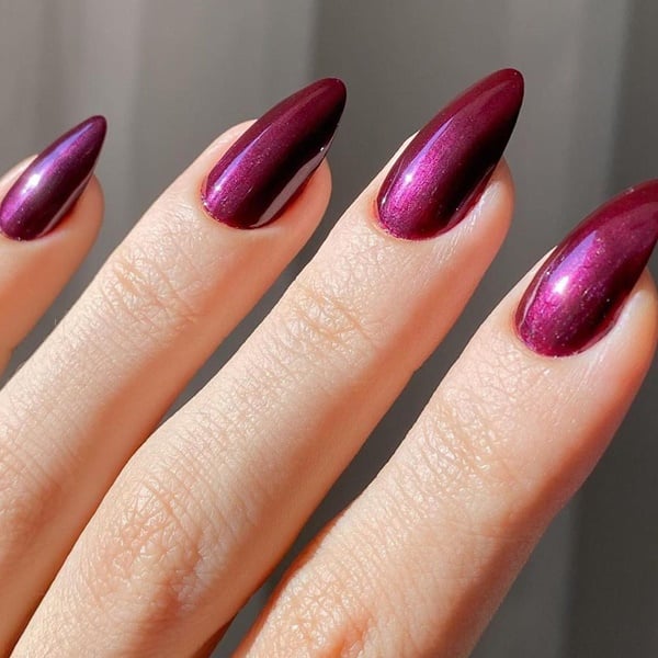 Deep Plum Cat-Eye Glossy Medium Stiletto Deep Plum Cat-Eye Glossy Medium Stiletto — Fall to Winter Nails