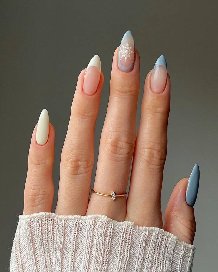 Winter Visual Idea — Snowflake Nails