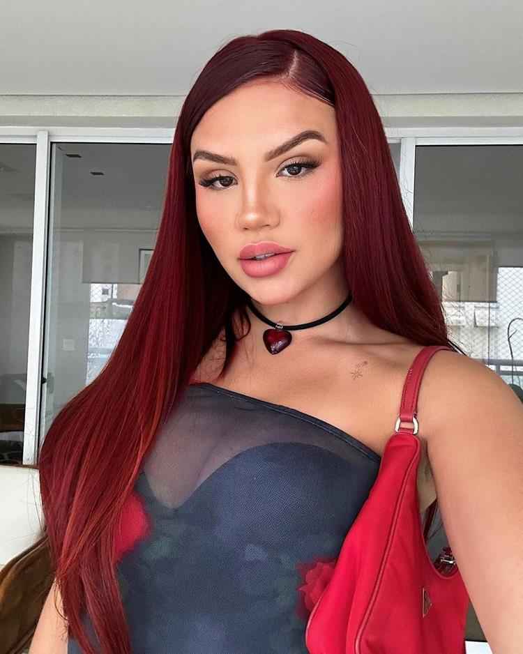 Rich Cherry Red With Side-Swept Bangs — Cherry Cola Hair Color