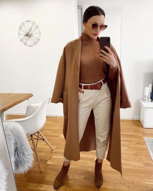 Monochromatic Chic: Camel Coat with Brown Tones — Camel Coat Outfits